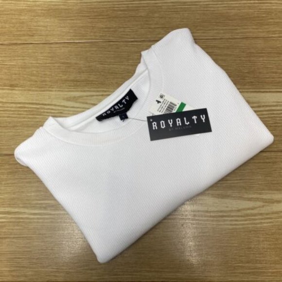Mens White Ribbed T-Shirt - Picture 1 of 13
